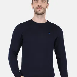 Monte Carlo Men Navy Blue Solid Round Neck Pullover-picture-34