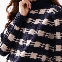 LULU & SKY Self Design Mock Collar Pullover Sweaters image 4