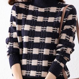 LULU & SKY Self Design Mock Collar Pullover Sweaters image 2