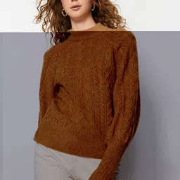 Trendyol Turtle Neck Self Design Cable Knit Pullover image 5
