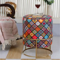 Shadowkart Blue Abstract Wooden Pouffes Sitting Mudda Ottomans-image-133