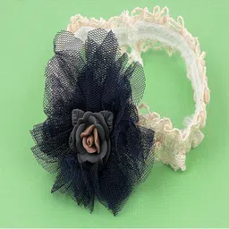 Jewelz Girls Beige & Navy Blue Lace Hairband-image-98