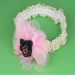 Jewelz Girls Pink & Black Crochet Hairband-10