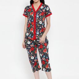 Claura Women Multicolour Floral Printed Night Suit-image-22