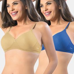 Sonari Pack Of 2 Blue & Beige Bra-image-48