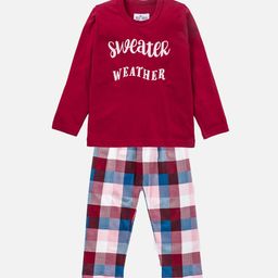 Nite Flite Unisex Kids Maroon & Blue Pure Cotton Printed Night suit-image-66