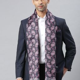 Tossido Men Navy Blue & Pink Printed Stole & Pocket Square Set-15