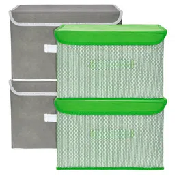 Kuber Industries Green & Grey 4 Pieces Self Design Foldable Drawer Organisers image 2
