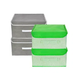 Kuber Industries Green & White 4 Pieces Printed Foldable Multi-Utility Organizers image 5