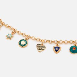 Accessorize London Women Gold-Toned & Green Crystals Armlet Bracelet image 3