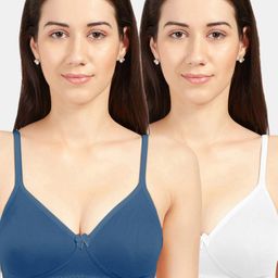 Sonari Pack of 2 White & Blue Non Padded Bra-14