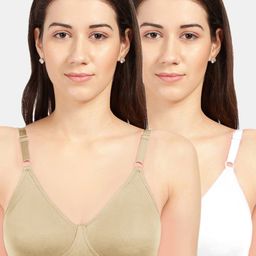 Sonari White & Nude-Coloured Set Of 2 Non Padded Seamless T-Shirt  Bra-21