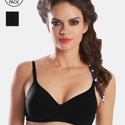 Sonari Women Pack Of 2 Black Lightly Padded & Non-Wired Seamless Bra-6