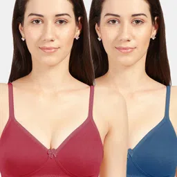 Sonari Pack of 2 Blue & Maroon Bra Non-Padded-image-25