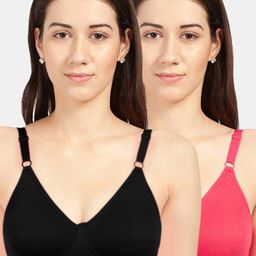 Sonari Pack Of 2 Black & Pink T-shirt Bra-image-22