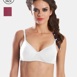Sonari Pack Of 2 Women White & Magenta Bra Lightly Padded T shirt Bra-image-28