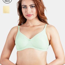 Sonari Sea Green & Yellow Set of 2 Non-Padded Cotton Blend T-Shirt Bra-18
