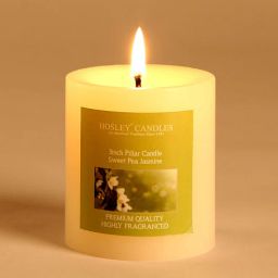hosley Sweet Pea Jasmine White Pillar Soy Wax Candle-picture-15