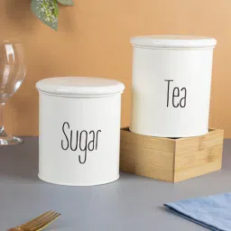 market 99 900 Ml White Mild Steel (Set of 2 ) AirTight Storage Container-picture-4