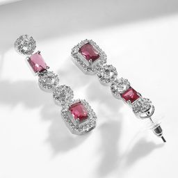 Rubans Rhodium Plated Ruby & Cubic Zicronia Studded Premium Drop Jewellery Set image 5