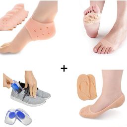 4 Pair of Combo Anti heel crack set socks pain foot gel relief anti silicone Heel Support (Pack Of 4)-image-3