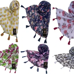 Printed Chiffon Women Multicolor Fancy Scarf, Scarf, Stole-image-65