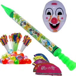 (1 Pichkari +3 Magic Balloon +10 Holi Cap +1 Mask)Kids Holi & Pool Party Fun Water Gun-image-96