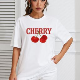 szn Women Printed Round Neck Polycotton White T-Shirt-picture-15