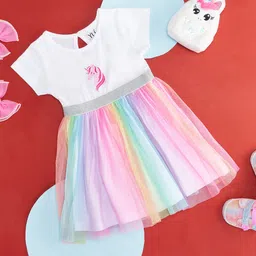 YU by Pantaloons Girls Colourblocked Pure Cotton Fit & Flare Dress-image-95