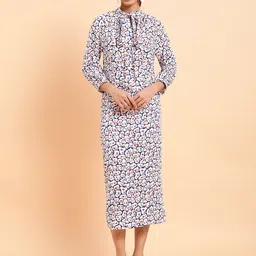 MINT STREET Print Crepe Peplum Dress-image-78
