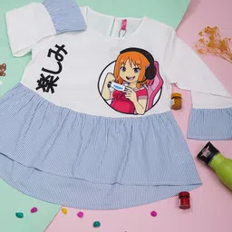 Creative Kids Girls Graphic Printed Round Neck Long Sleeves Cotton A-Line Dress-image-97
