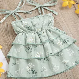 StyleCast Girls Green & White Floral Printed Peplum Dress-picture-51