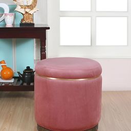 Shadowkart Pink & Beige Round Wooden Ottomans-image-68