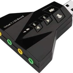 frackson Aeroplane/Rocket-Shaped Virtual 7.1 Channel USB Adapter (Double USB Microphone, USB Headset) Supports 3D Sound, Sound Card (Black) image 1