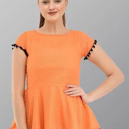 TAARAA Self Design Cotton Lace Peplum Top-image-32