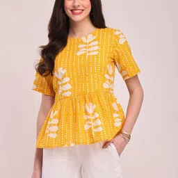 Pink Fort Floral Printed Pure Cotton Top-picture-20