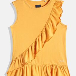 Allen Solly Junior Yellow Pure Cotton Peplum Top-image-42