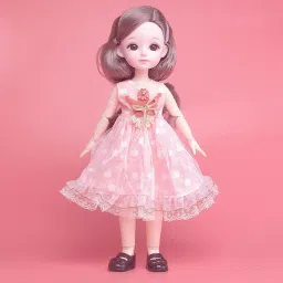 Doll Set Movable Joint Makeup Cute Girl Brown Eyes Fashionable Doll for Kids Girls (Size: 30 cm Color: PINK)-44