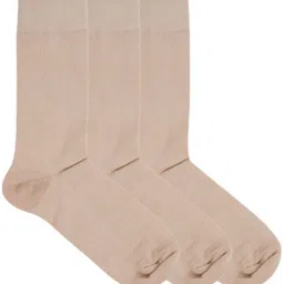 N2S NEXT2SKIN Women Pack Of 3 Beige Solid Cotton Calf-Length Thumb Socks-25