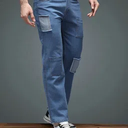 denim look Men Straight Fit Mid Rise Light Blue Jeans-picture-17