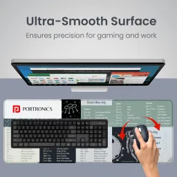 Portronics Comfipad 2 Extended Mouse Pad, Windows Shortcuts, Non-Slip Base, Stitched Edges Mousepad image 4