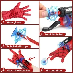 deoxy Kids Spider Web Launcher Toy Set with Heroic Web Shooting Action & Sticky Wall image 3