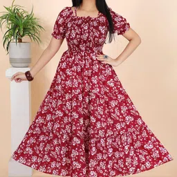 deklook Women Fit and Flare Maroon Knee Length Dress-picture-17