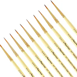 frkb Detail and Script Liner Round Paintbrush of 000 Number Fine Set of 10pc image 3