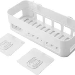 Self Adhesive Multi-Purpose Wall Hanging BATHROOM floating Shelf (PACK OF 1) Plastic Wall Shelf-image-53