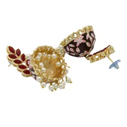 Zoey Gold-Plated Cubic Zirconia Stone Studded & Beaded Jhumkas image 3