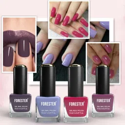 4 Gel Nail Polish Kit with Glossy & Matte Top Coat and Base Coat Nail Art multicolor-5
