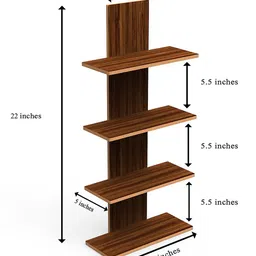 Home Sparkle Brown Solid 4 Tier Wall Mounted Utility Column Spine Floating Shelf image 3