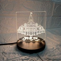 Ram Mandir LED Acrylic Night Lamp with "Jai Shree Ram" Engraving Clear Plastic Table Lantern-image-53