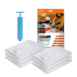 Kuber Industries Transparent 6 Pcs Vacuum Storage Bags With Hand Pump-42